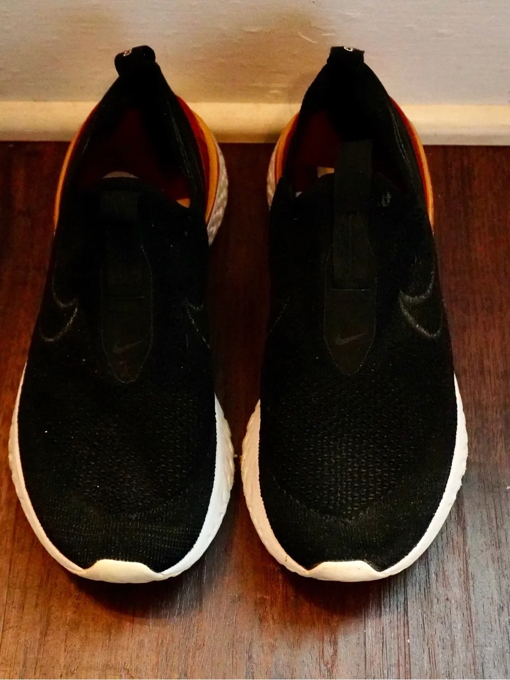 Nike Women’s Black Knit Slip-On Sneakers with White Soles
